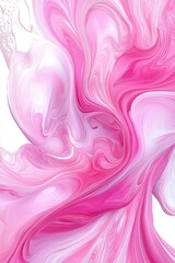 Obraz premium Pink Liquid Marble Swirl Abstract Fluid Art,Digital Painting,Pink and White Hues,Dynamic Composition Fluid art, Abstract painting