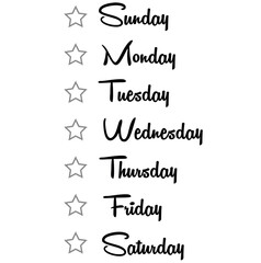 Obraz premium Days of the week,Monday,Tuesday,Wednesday,Thursday,Friday,Saturday,Sunday vector icon