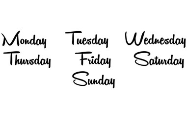  Days of the week,Monday,Tuesday,Wednesday,Thursday,Friday,Saturday,Sunday vector icon