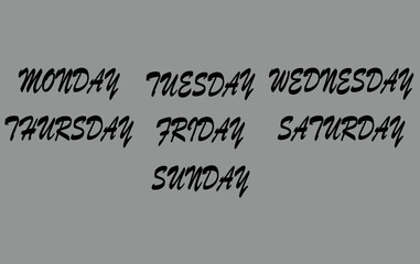  Days of the week,Monday,Tuesday,Wednesday,Thursday,Friday,Saturday,Sunday vector icon