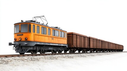 A close-up of a trackless sightseeing tourist train in an old-fashioned retro design, isolated on a white background with a clipping path