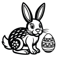 easter bunny coloring page eggs vector
