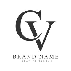 CV trendy logotype template. Initial letter c and v classic font style. Creative logo for company name or identity.