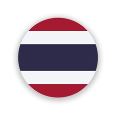 Thailand national flag in circle shape isolated on white. Illustration