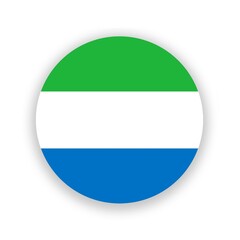 Sierra Leone national flag in circle shape isolated on white. Illustration