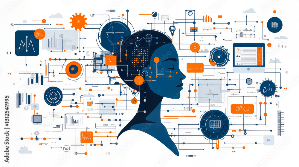 Poster ai-powered productivity tools enhancing business workflows and process optimization through simplifi