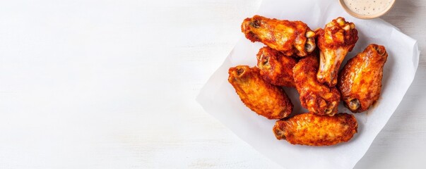 buffalo wings dusted with dry rub seasoning, textured and smoky, isolated on white background