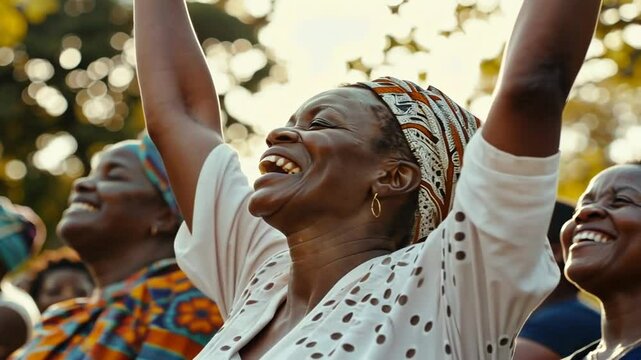 Afrikanische Frauen singen und tanzen in Freude