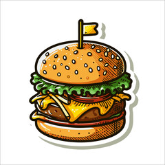 Illustration line vector of Burger 