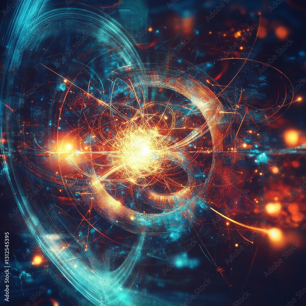 Aufkleber Abstract Energy Core: A Fusion of Light and Particle Streams in a Cosmic Dance
