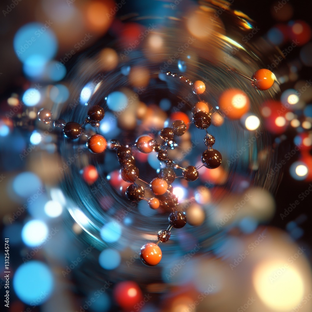 Leinwandbilder abstract molecular structure with swirling background: a visual exploration of atomic connections an