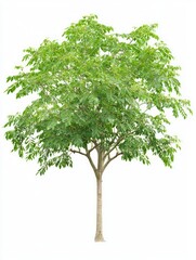 Lush Moringa Tree Isolated on a White Background