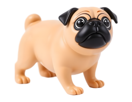 Cute Pug Dog Toy Figure with Tan Body and Black Features