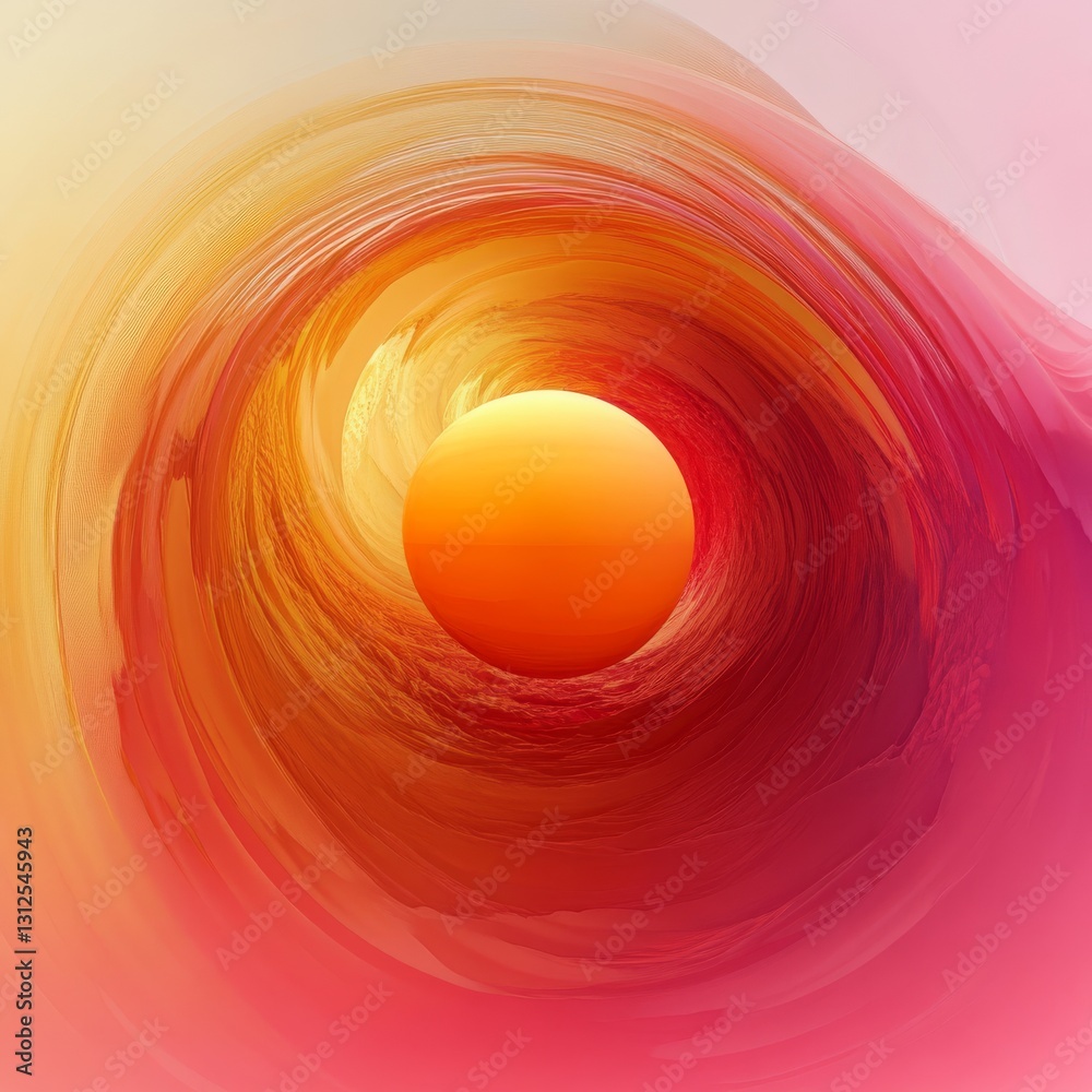 Poster abstract sphere in tunnel: a swirling landscape of warm tones and subtle textures