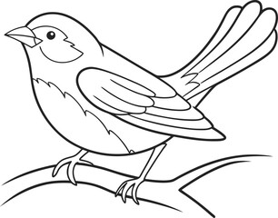 Obraz premium Outline Drawing of Two Birds with Leaf on White Background
