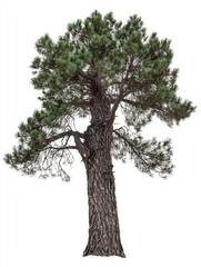 Fototapeta premium Tall Black Pine Tree Isolated on White Background for Design Use