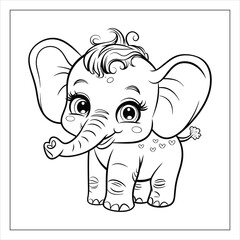 Fototapeta premium Elephant Coloring Page Outline