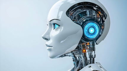 Profile of a Female Robot with Visible Internal Circuitry