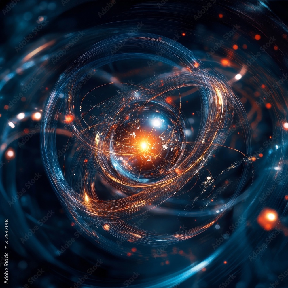 Fototapete cosmic convergence: a stunning abstract of light and energy creating swirling nebulae-like forms and