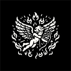 vector illustration angel on fire 