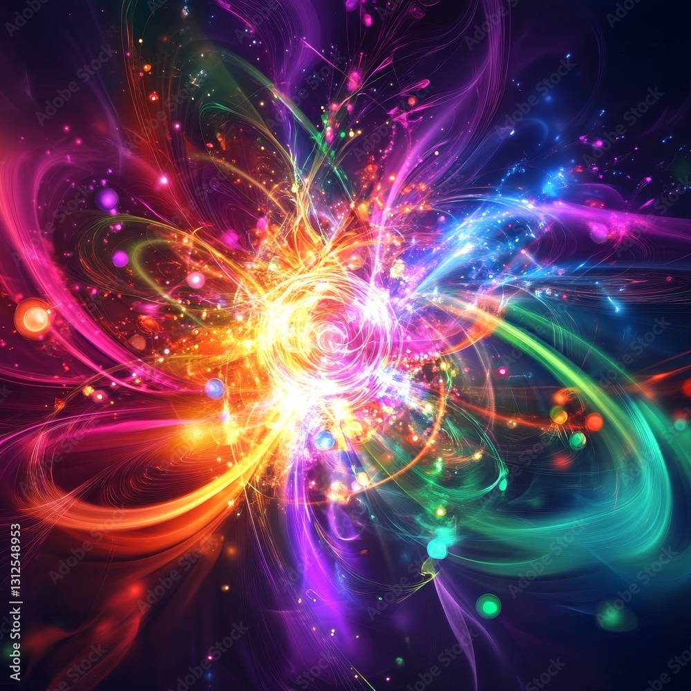 Leinwandbilder vibrant cosmic burst: an explosion of color and energy in an abstract galactic creation of swirling 