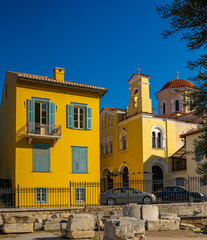 Colorful houses at Plaka district, Athens.