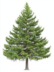 Fototapeta premium Dense Spruce Tree Isolated on White Background for Design Use