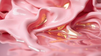 Soft pink cream with golden reflectivity captured in a close-up setting showcasing texture and sheen for artistic use and inspiration