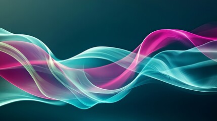 futuristic flowing waveforms with neon gradients, vibrant teal and magenta tones, high resolution, sleek and modern design, artistic and minimalistic, dynamic and fluid layout
