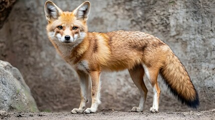 Fototapeta premium Red Fox Standing on Rocky Ground