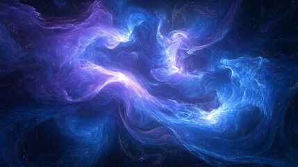 Obraz premium futuristic glowing wave patterns, cosmic blue and purple, high resolution, artistic and fluid design, soft and elegant flowing shapes, abstract and modern, vibrant glow