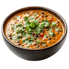 A Bowl of Indian Dal Makhani Slow Cooked Black Lentils Isolated on Transparent Background