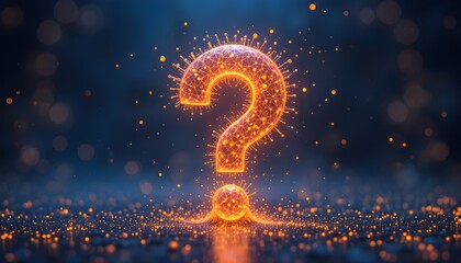 Futuristic question symbol in world of technological progress and innovation