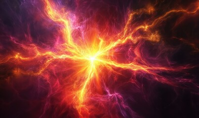 Abstract glowing streaks of colorful energy radiating outward from a central point, symbolizing motion and power