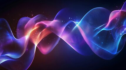 Fototapeta premium futuristic glowing waves, cosmic blue and purple gradients, high resolution, abstract and fluid design, vibrant and sleek, artistic and modern, smooth flowing shapes