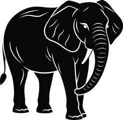 Fototapeta premium Elegant Black Silhouette of an Elephant Walking Gracefully
