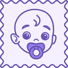 Colored Suitable for Children. Vector Illustration. Baby with Pacifier. Eco-Friendly and Natural Fabric Designed for Kids. Concept Characteristics of Material