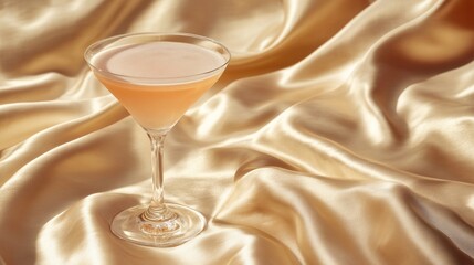 Glass of wine on golden cloth