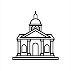  Academic Temple Outline Icon Vector Line Art Illustration
