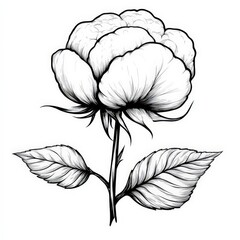 Cotton Illustration with Bold Outline and Simple Black Design