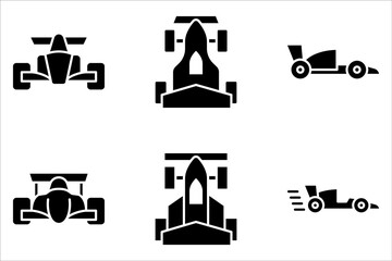 Fototapeta premium Formula race car icon set, isolated on white background