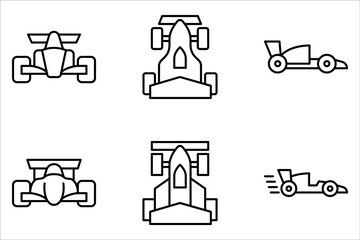  Formula race car icon set, isolated on white background