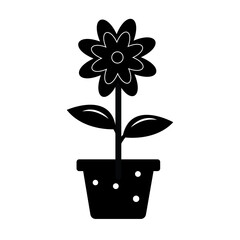 silhouettes plant pot vector illustration