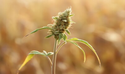 Single dried cannabis nug placed against a blurred background creating a sense of isolation and focus, cannabis, botanical, plant, weed, vegetable