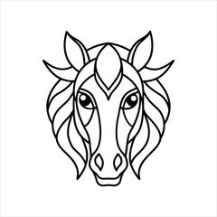  Elegant Mandala Horse Head Line Art Vector Illustration