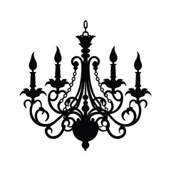 Elegant Chandelier Silhouette - Luxury Vector Illustration for Interior Design, Vintage Decor, and Lighting Concepts