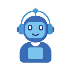 Obraz premium Friendly AI Robot Icon - Modern Vector Illustration for Technology, Chatbot, and Futuristic Designs