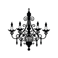 Elegant Chandelier Silhouette - Luxury Vector Illustration for Interior Design, Vintage Decor, and Lighting Concepts