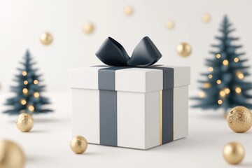 3D Large Square Gift Box Isolated and White Background