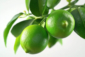 3D Lime Tree with Fruit Isolated and White Background
